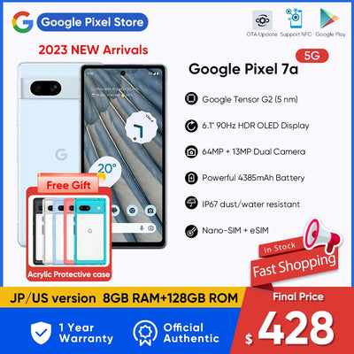 2023 New Google Pixel 7A 5G Smartphone 8GB RAM 128GB ROM 6.1"OLED Display 64 MP + 13 MP Camera Support NFC Android Mobile Phone