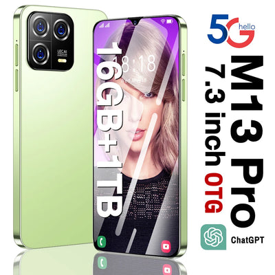 Brand New M13 Pro Smartphone Android 7.3 Inch HD Full Screen 16GB+1TB Mobile Phones Global Version 5G Dual SIM Card Cell Phone