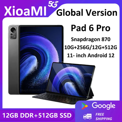 2023 New Global Version Pad 6 Pro Tablet Android 12.0 Snapdragon 870 HD Screen 10000mAh tablets 5G Dual SIM Card or WIFI GPS