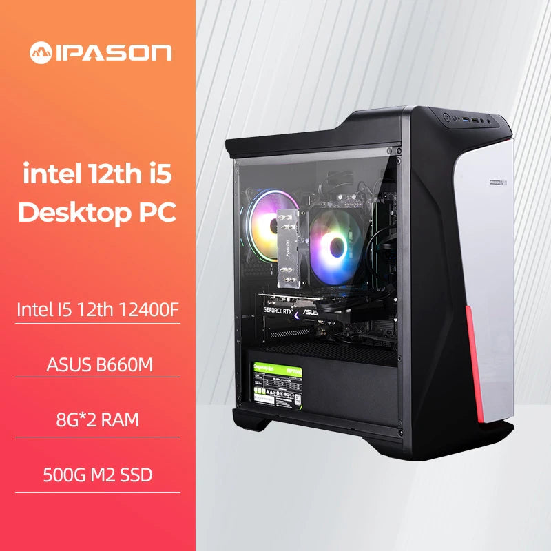 IPASON S6 Gaming Computer I5 12400F 16G D4 500G 1650/1660S/3050/3060 Desktop Assembly Machine Complete PC