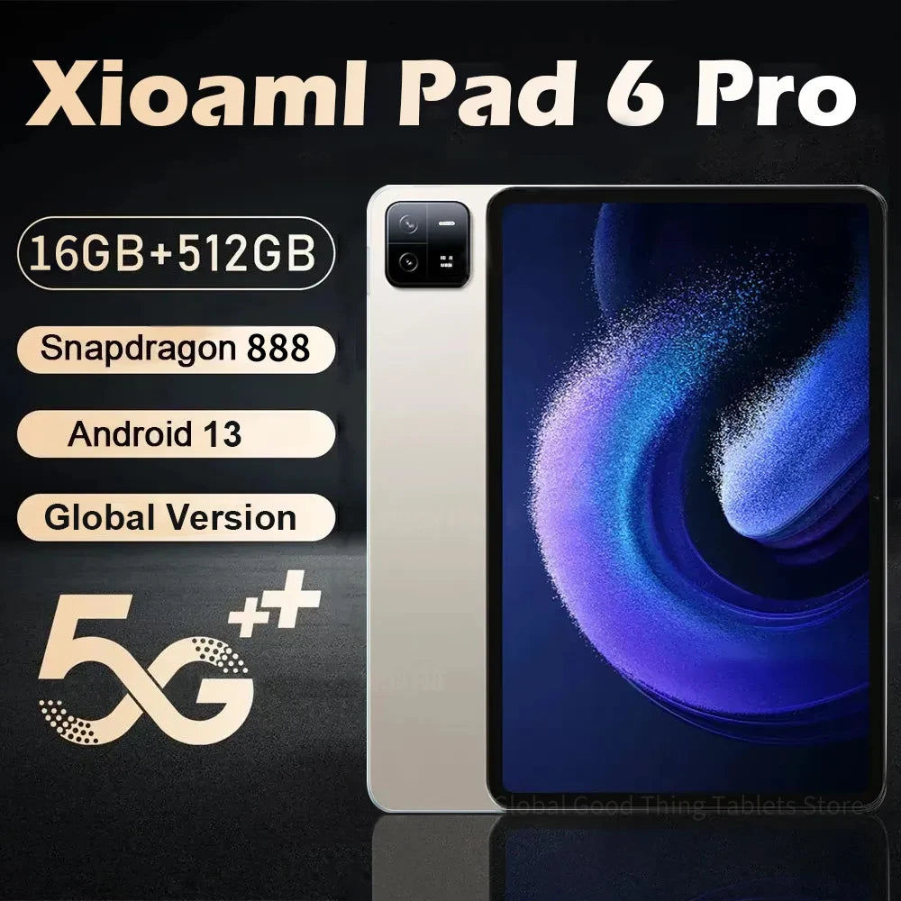 Tablet Android Pad 6 Pro Snapdragon 888 11 Inch HD Screen 5G Wifi Tablet PC Octa Core Android 13 16GB 512GBCompact, Slim Design