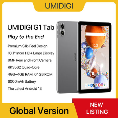 UMIDIGI NEW Tab G1 Tab Android 13 Smart tablet 10.1" HD Display 4GB 64GB Quad Core WIFI6 60Hz 6000mAh Mega Battery