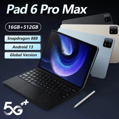 Pad 6 Pro Tablet 11 inch 10000mAh 5G Android 13 Snapdragon 888 16GB 512GB Tablet PC With Keyboard Dual SIM Tab Card WIFI