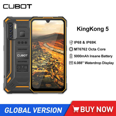 Cubot KingKong 5 Rugged Waterproof Smartphones 4GB+32GB 5000mAh Battery NFC 48MP Camera Android 11 Mobile Phones Face ID Unlock