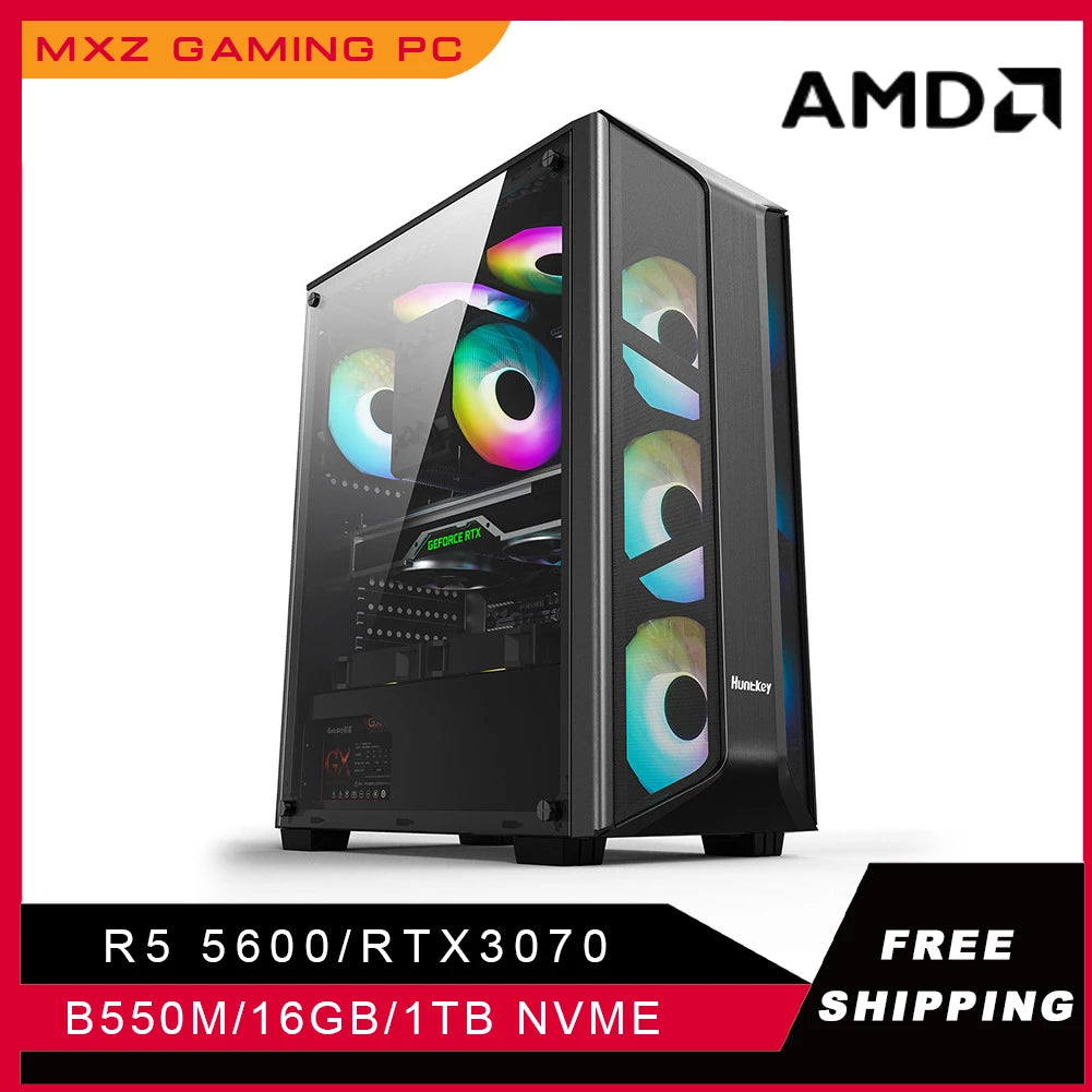 MXZ Gaming PC Ryzen 5 5600 RTX3060ti/3070 GDDR4 1TB NVME Desktop Computer For System Unit Pc Customize Pc gamer complete