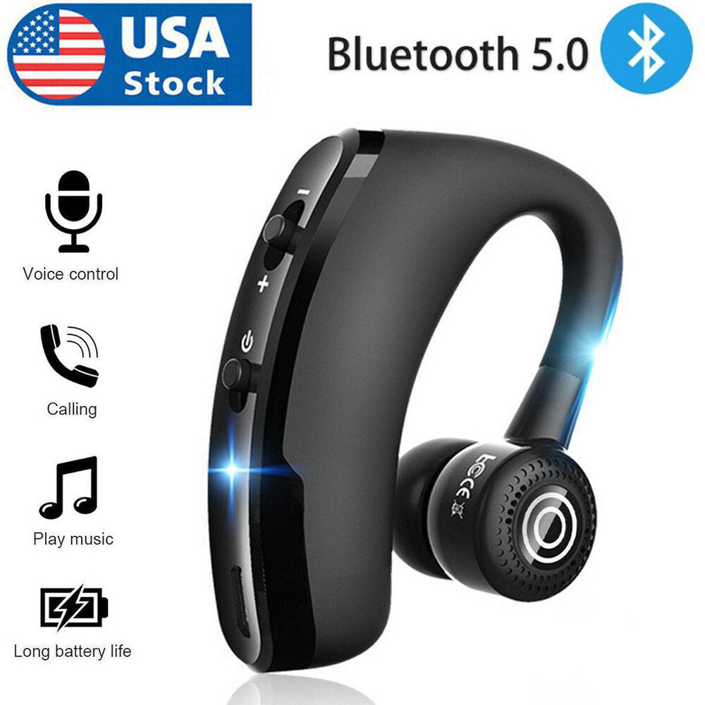 Bluetooth 5.0 Earpiece Wireless Headset Noise Cancelling Driving Trucker Earbud