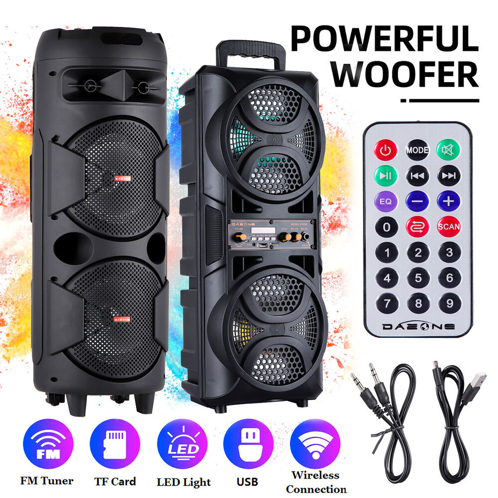 4000W Portable Bluetooth Speaker Dual 6.5" Woofer Heavy Bass Sound Party System